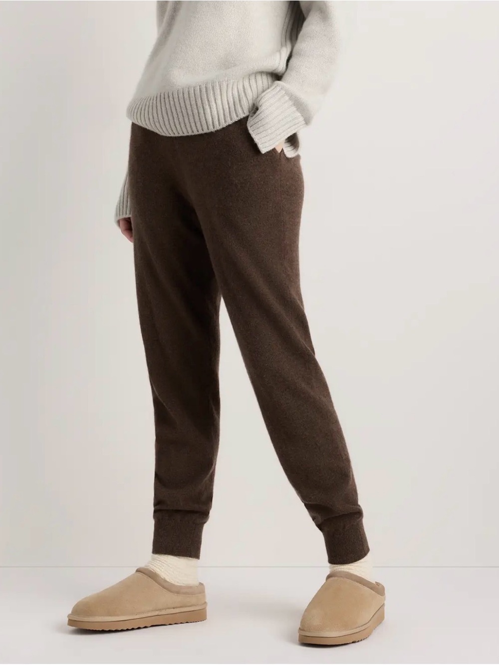 Quince Women's Suede Shearling-Lined Slip-On Mules - Light Sand - Picture 3 of 5
